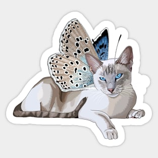 Large Blue Lynx Point Siamese Flitter Kitty Sticker